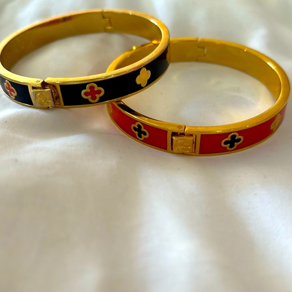 Spartina 449 Jewelry - Spartina 449 Daufuskie Island Bangle Bracelets Quatrefoil Navy Red